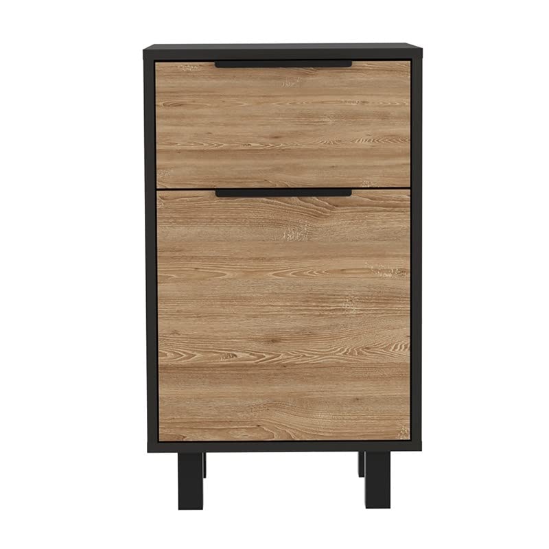 HomeRoots Multi-Color Stylish Black Wengue and Pine Bedroom Nightstand